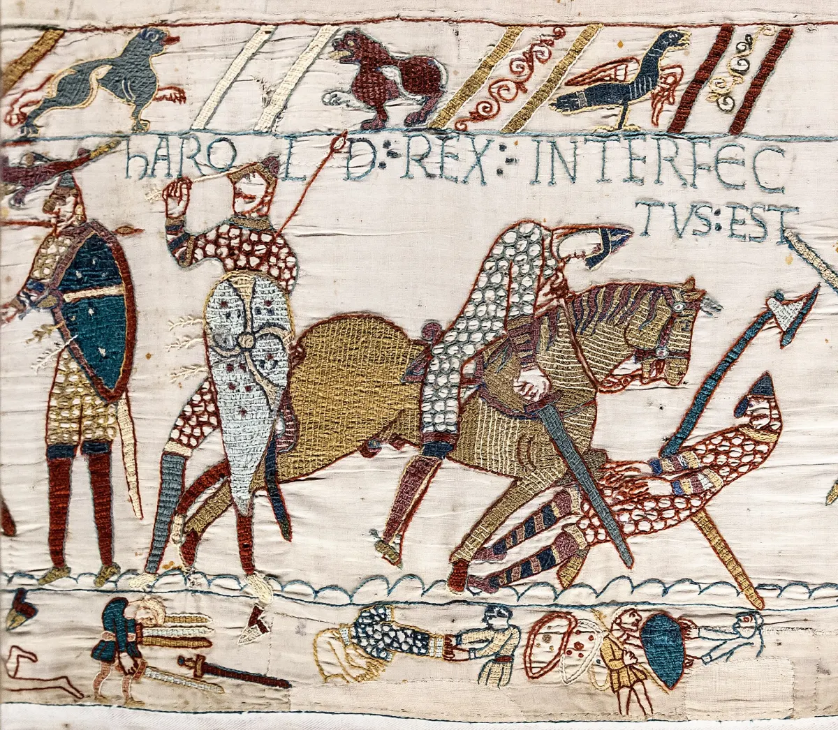 Detail of the Bayeux Tapestry showing the death of King Harold